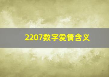 2207数字爱情含义