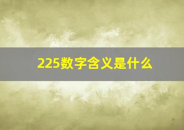 225数字含义是什么