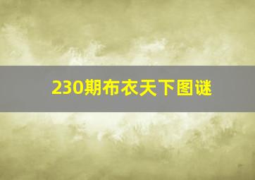 230期布衣天下图谜