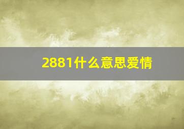 2881什么意思爱情