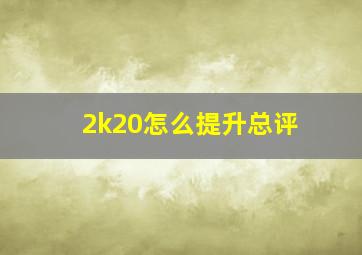 2k20怎么提升总评