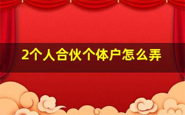 2个人合伙个体户怎么弄