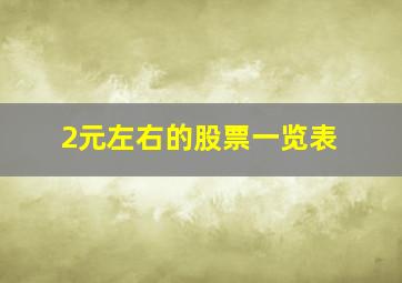 2元左右的股票一览表