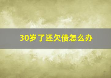 30岁了还欠债怎么办