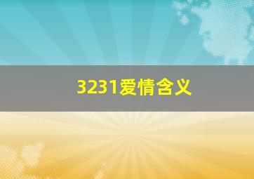 3231爱情含义