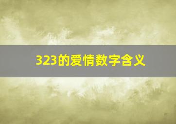 323的爱情数字含义