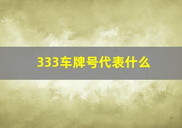 333车牌号代表什么