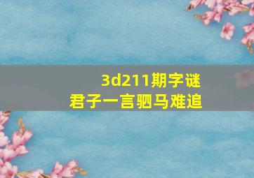 3d211期字谜君子一言驷马难追