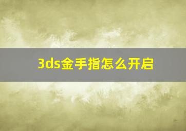 3ds金手指怎么开启