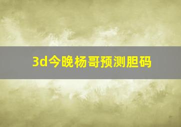 3d今晚杨哥预测胆码