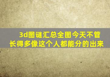 3d图谜汇总全图今天不管长得多像这个人都能分的出来