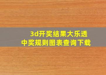 3d开奖结果大乐透中奖规则图表查询下载