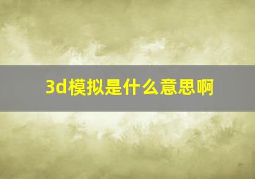 3d模拟是什么意思啊