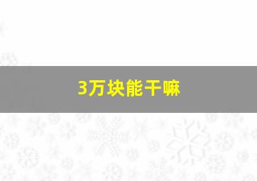 3万块能干嘛