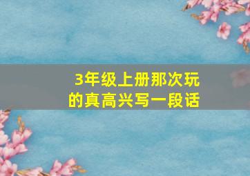 3年级上册那次玩的真高兴写一段话