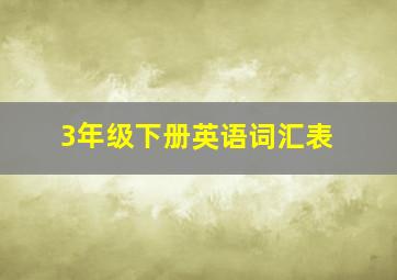 3年级下册英语词汇表