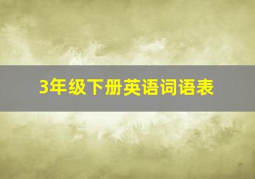 3年级下册英语词语表