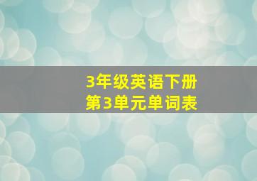 3年级英语下册第3单元单词表