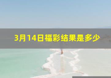 3月14日福彩结果是多少