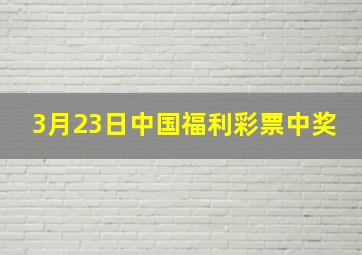 3月23日中国福利彩票中奖