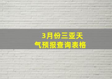 3月份三亚天气预报查询表格