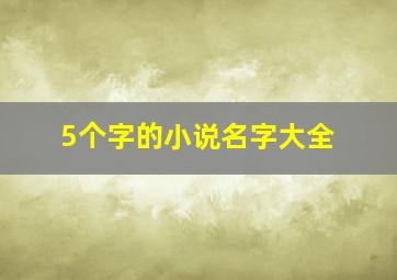 5个字的小说名字大全