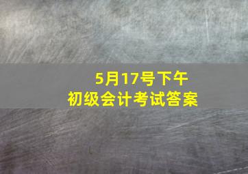 5月17号下午初级会计考试答案