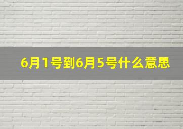 6月1号到6月5号什么意思