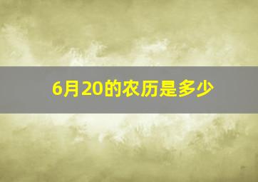 6月20的农历是多少