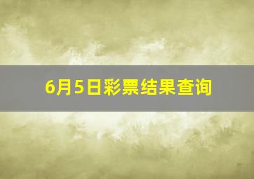 6月5日彩票结果查询