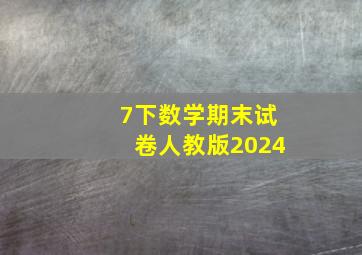 7下数学期末试卷人教版2024