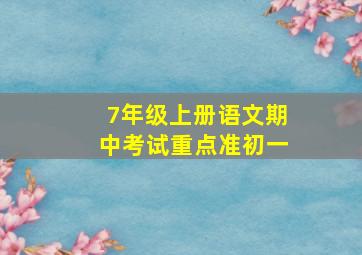 7年级上册语文期中考试重点准初一