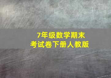 7年级数学期末考试卷下册人教版