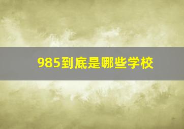 985到底是哪些学校