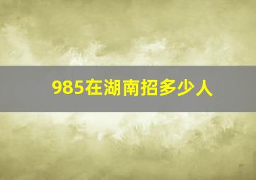 985在湖南招多少人