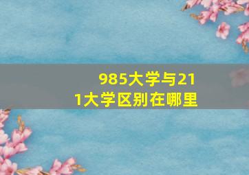 985大学与211大学区别在哪里