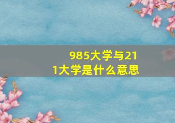 985大学与211大学是什么意思