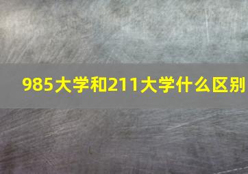 985大学和211大学什么区别