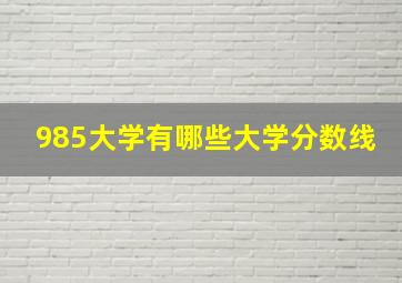 985大学有哪些大学分数线