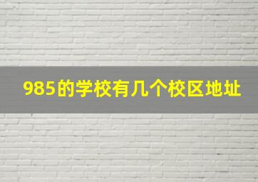 985的学校有几个校区地址