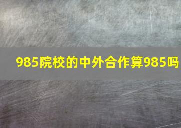 985院校的中外合作算985吗