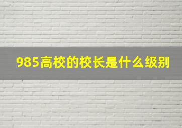 985高校的校长是什么级别