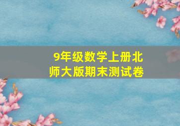 9年级数学上册北师大版期末测试卷