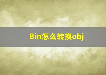 Bin怎么转换obj