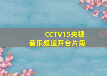 CCTV15央视音乐频道开台片段