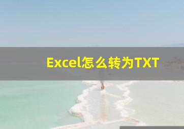 Excel怎么转为TXT