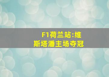 F1荷兰站:维斯塔潘主场夺冠