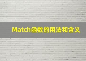 Match函数的用法和含义