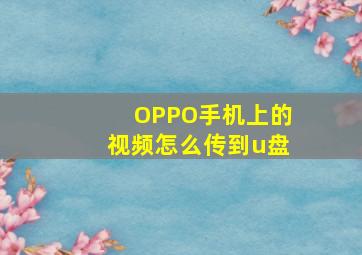 OPPO手机上的视频怎么传到u盘