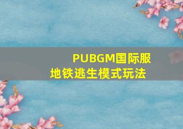 PUBGM国际服地铁逃生模式玩法